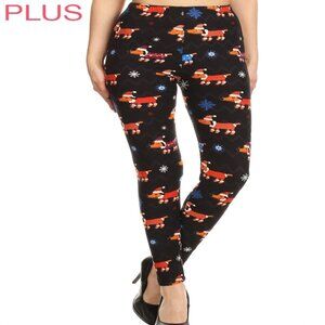 Women's One Size Plus-Fits Plus Sizes 12-22 Leggings Buttery Soft Christmas Dog